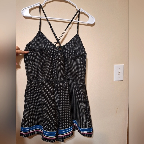 Ecoté Urban Outfitters Meduim black white Polka-dot lace up romper - Picture 3 of 5